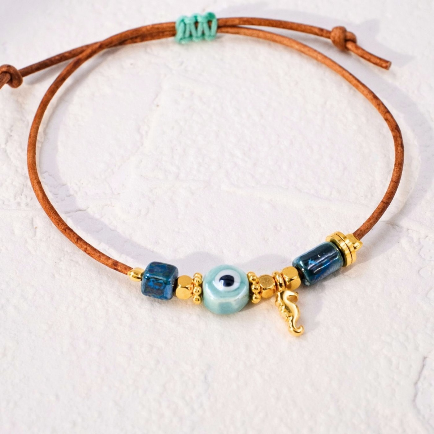 Makrame Bracelet with Ceramic Evil Eye — Bracelets from Toolittle — additional view 2