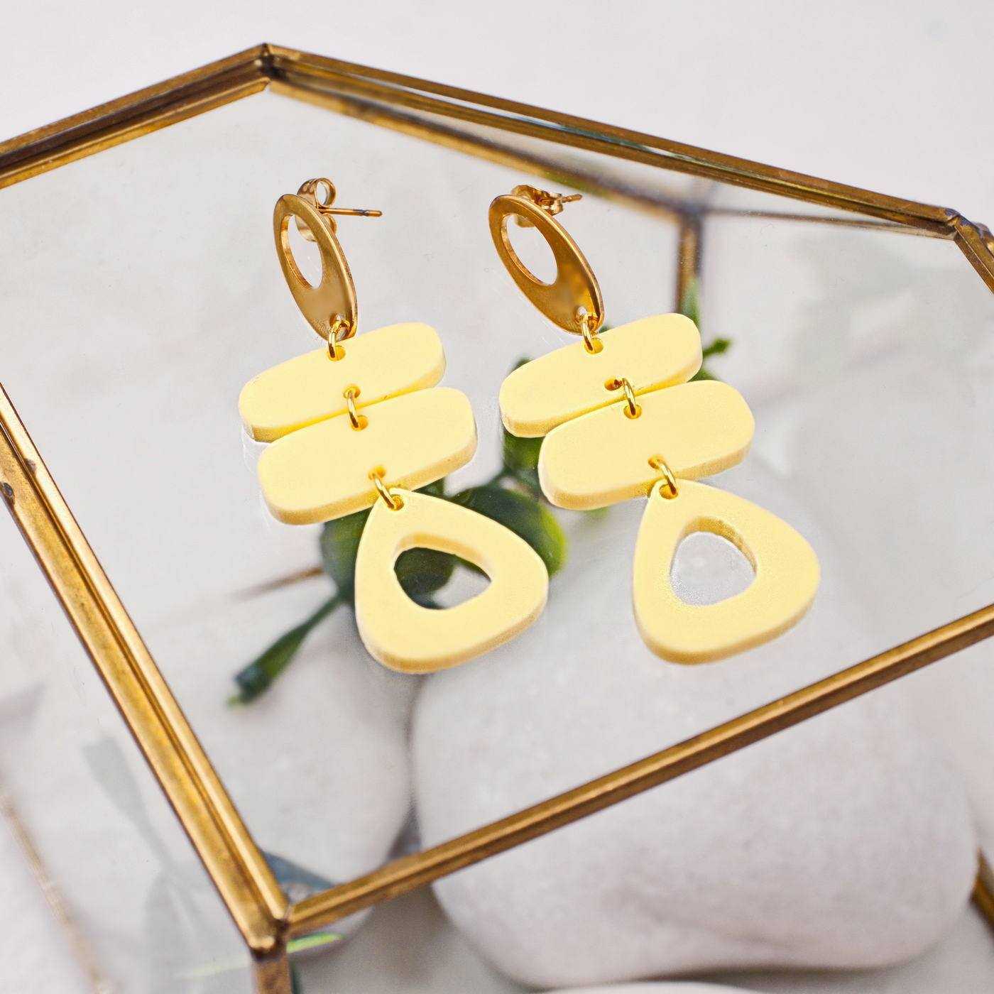 Corfu Plexiglass Earrings | Butter Yellow — Earrings from Toolittle — additional view 3