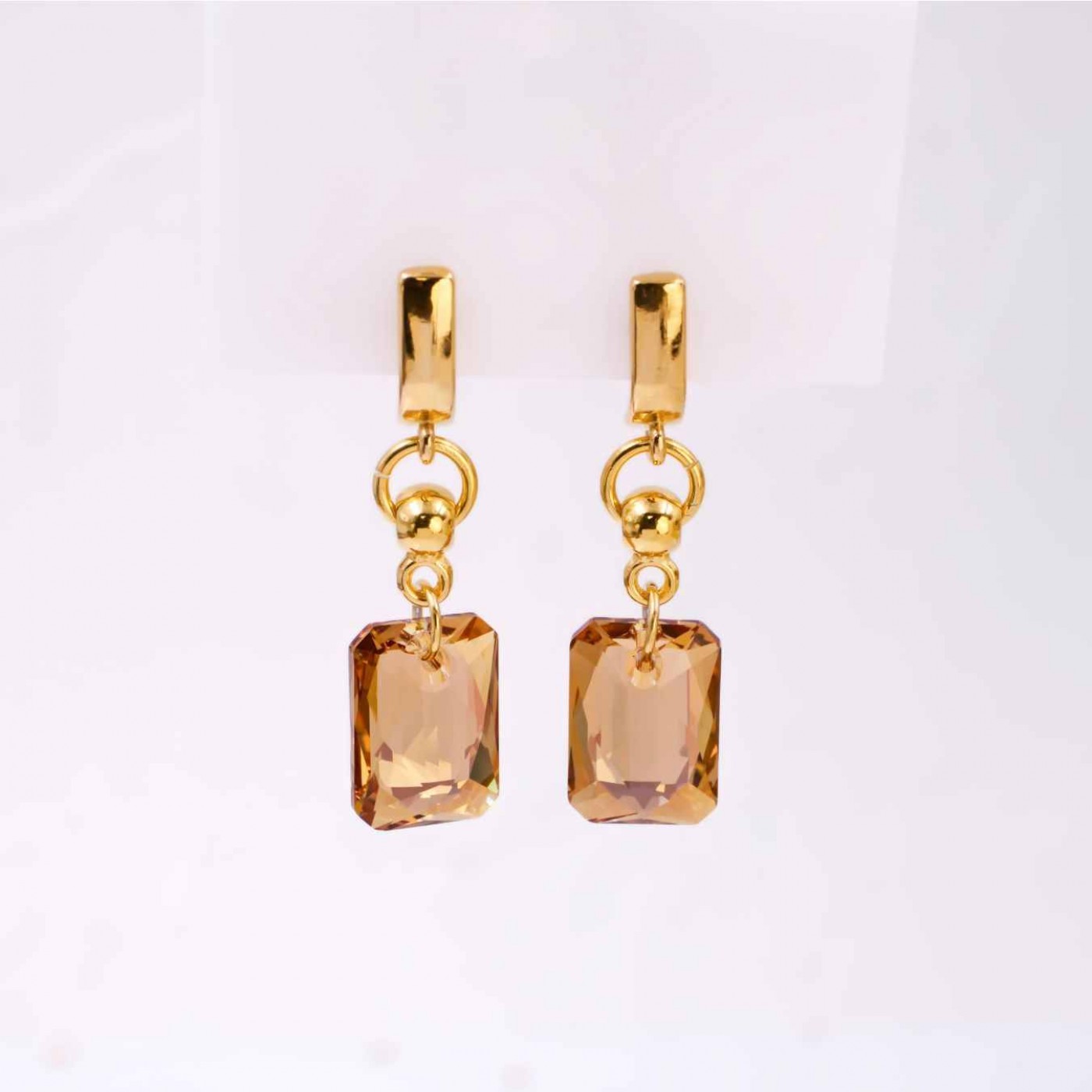 Crystal Collection: Gold-Plated Dangle Earrings — Earrings from Toolittle — additional view 2