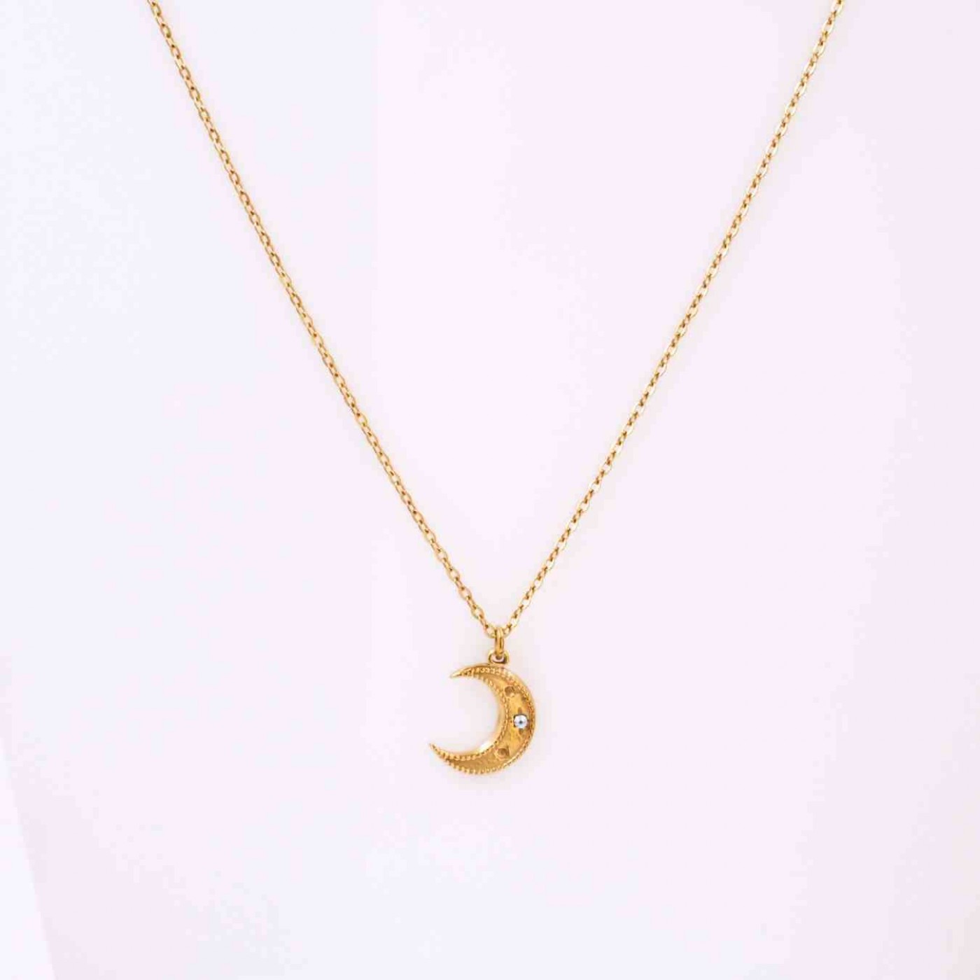 Stainless Steel Necklace - Metal Moon with Zircon — Necklaces from Toolittle — additional view 6