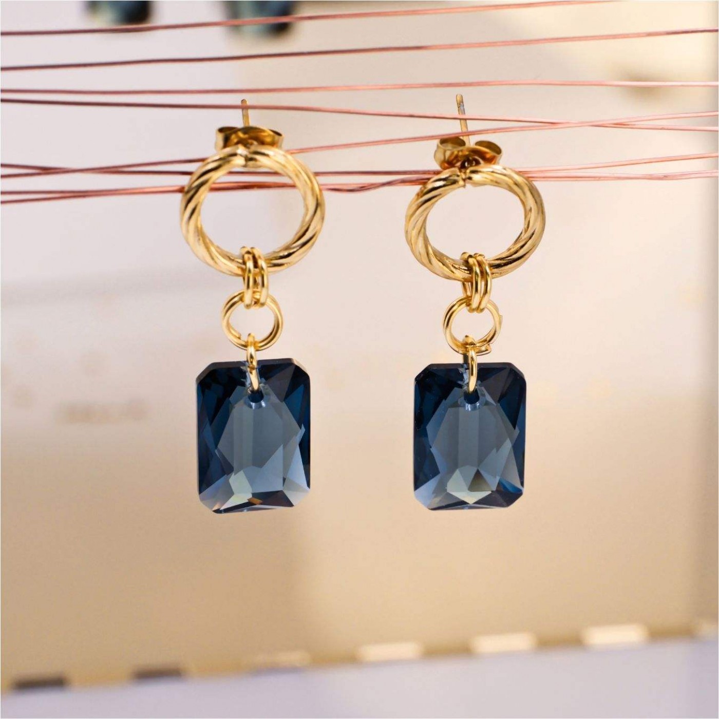 Crystal Collection: Gold-Plated Dangle Earrings — Earrings from Toolittle — additional view 5