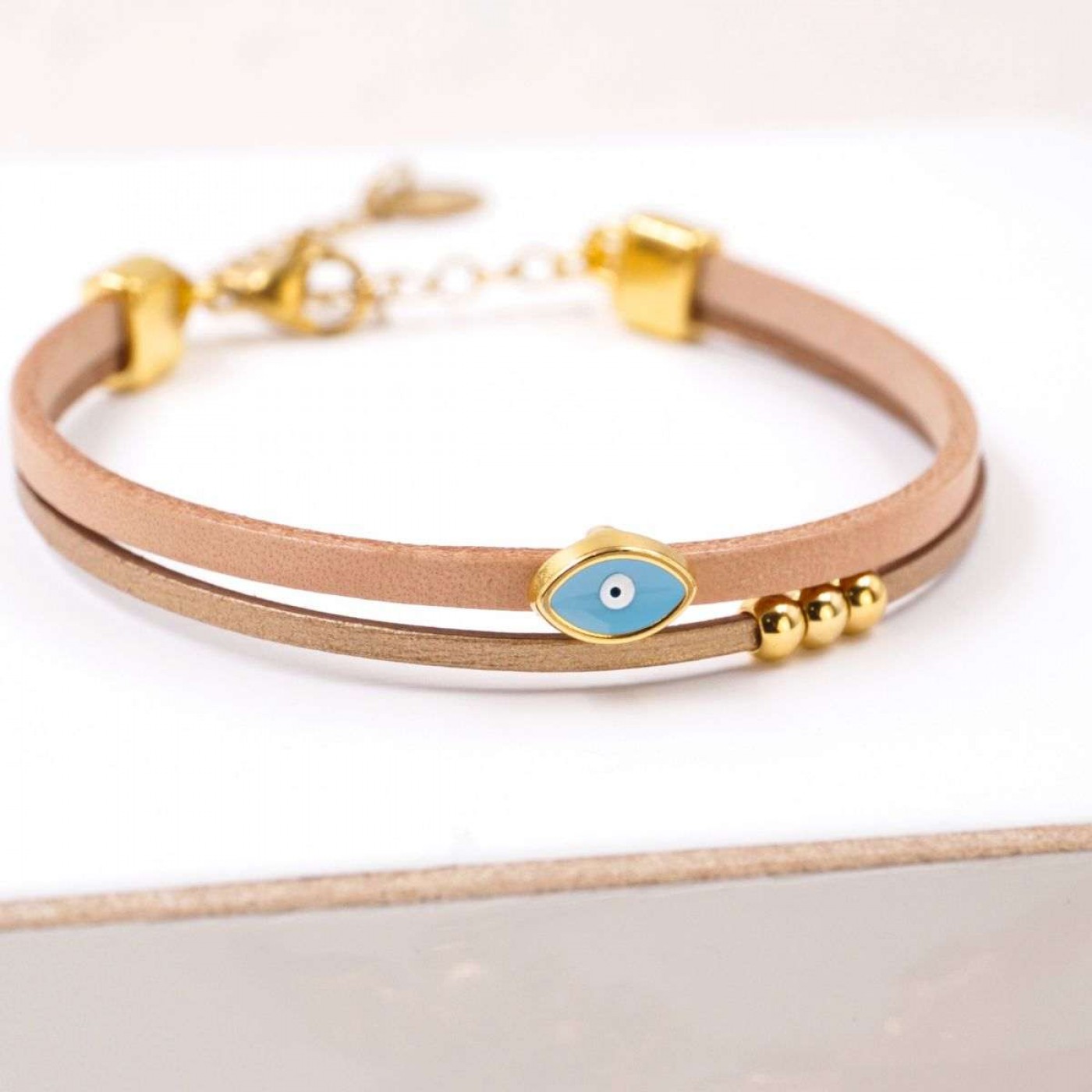 Handcrafted Bracelet with Gold-Plated Enamel Evil Eye — Bracelets from Toolittle — additional view 3