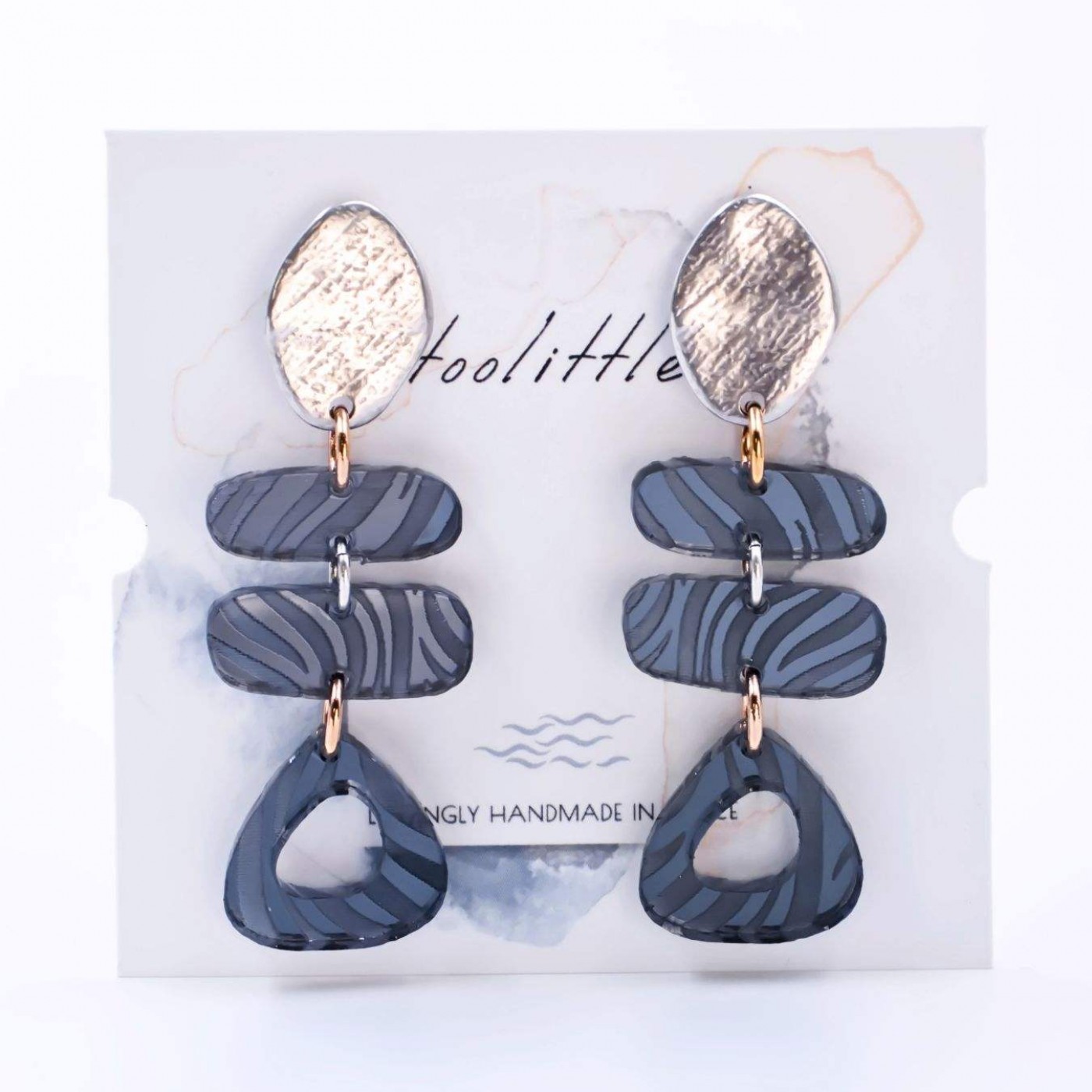 Dangle Earrings - Silver Plating & Animal Print — Earrings from Toolittle — additional view 3