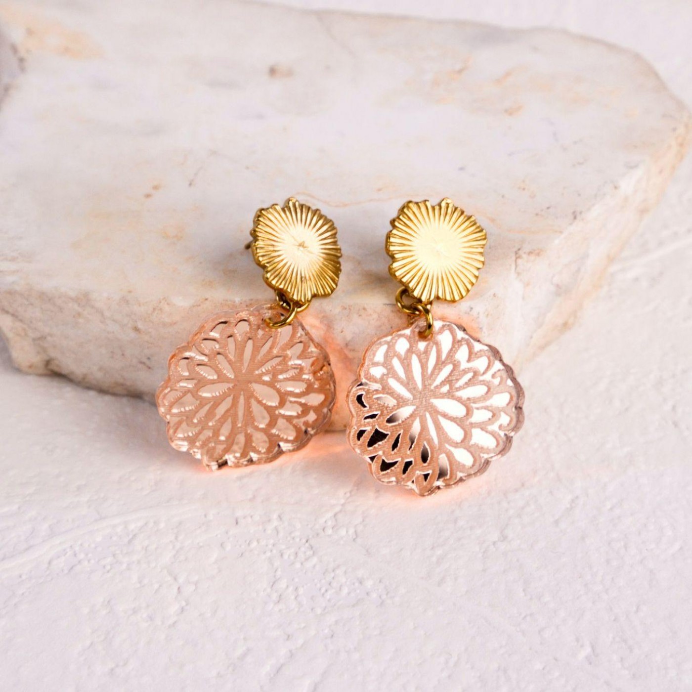 Golden Earrings | Stainless Steel & Plexiglass — Earrings from Toolittle — additional view 5