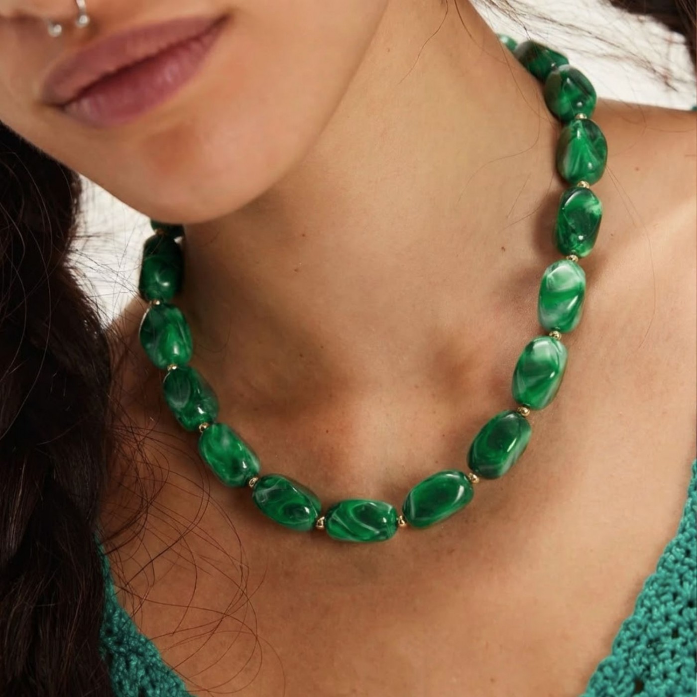Stainless Steel Jewelry: Handmade Stone Necklace