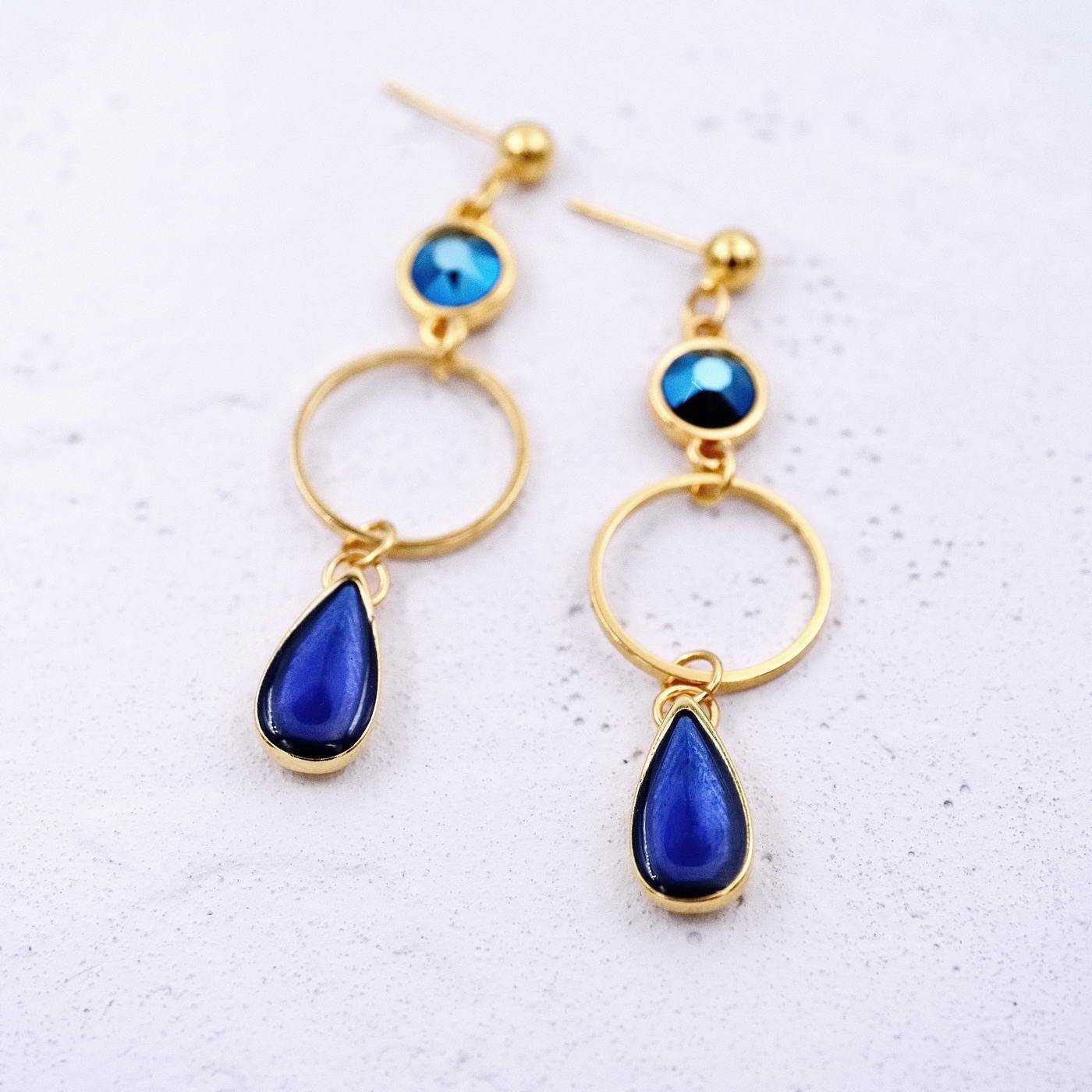 Earrings with crystals and vitraux drops — Earrings from Toolittle — additional view 2