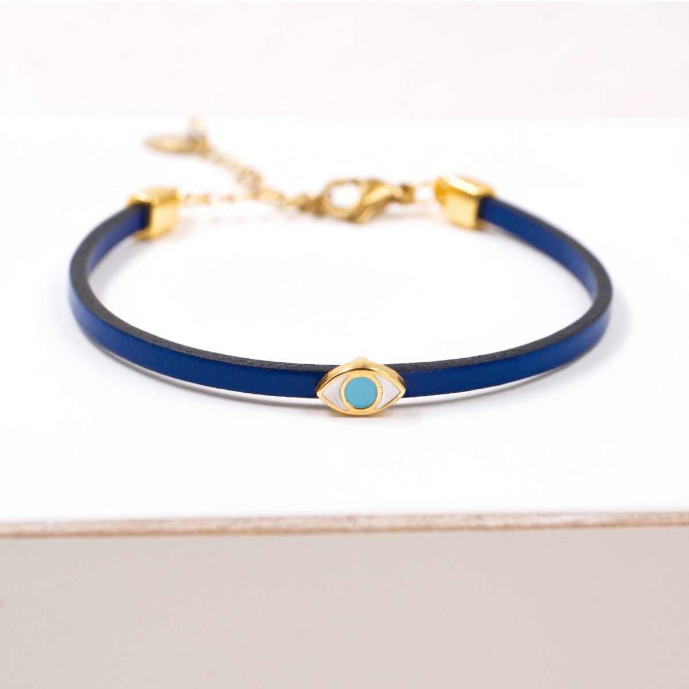 Handmade Leather Bracelet with Evil Eye – 24K Gold Plated — Bracelets from Toolittle — additional view 11