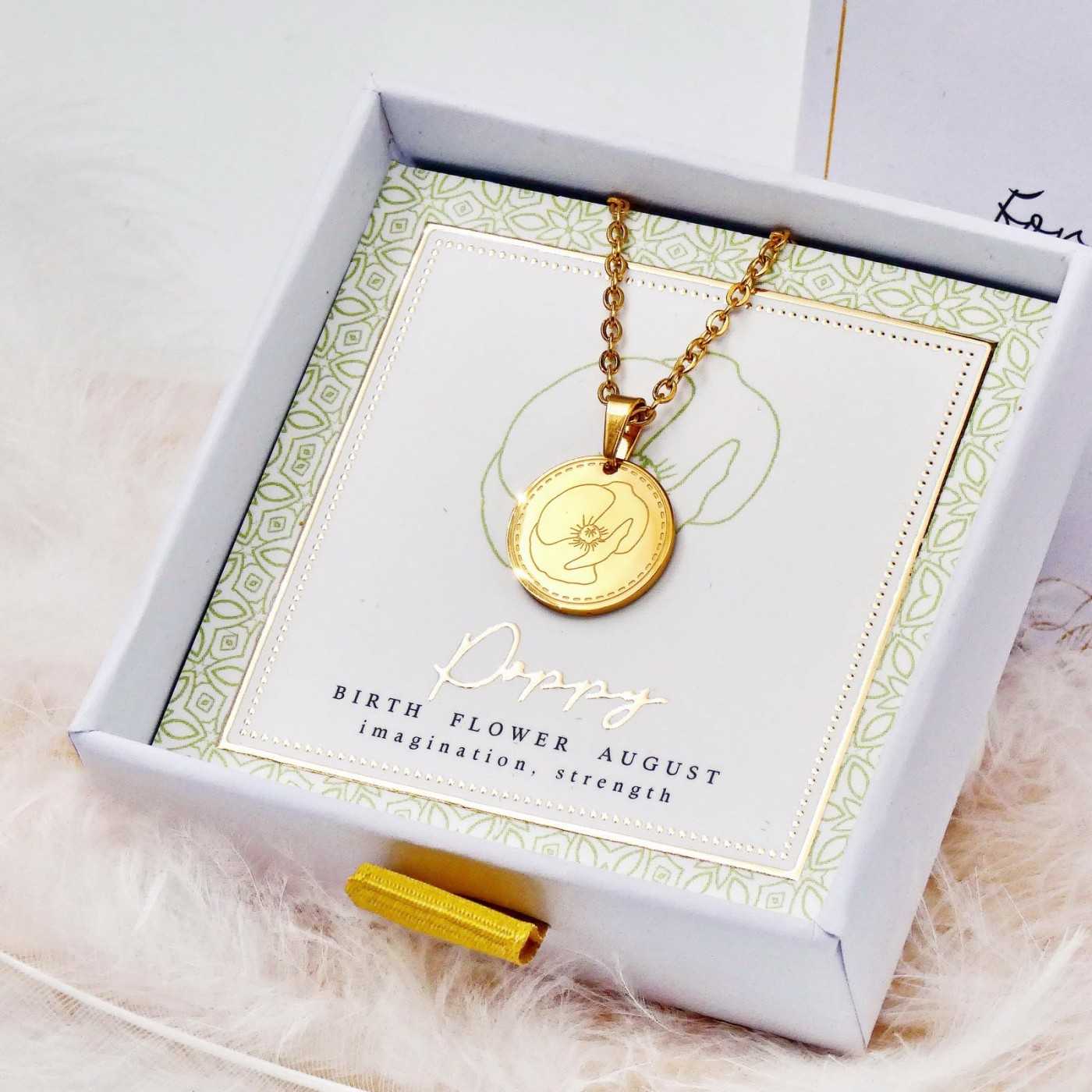 Birth Flower Necklace- Poppy for August — Necklaces from Toolittle — additional view 3