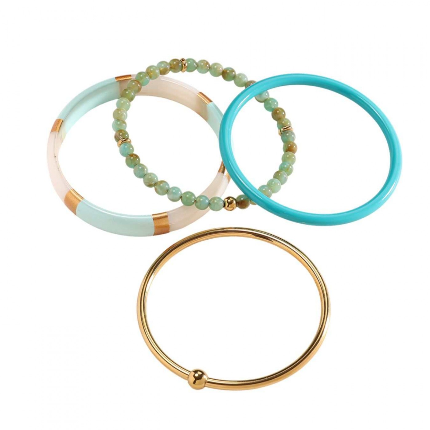 Set of Stainless Steel Bracelets - Turquoise — Bracelets from Toolittle — additional view 5