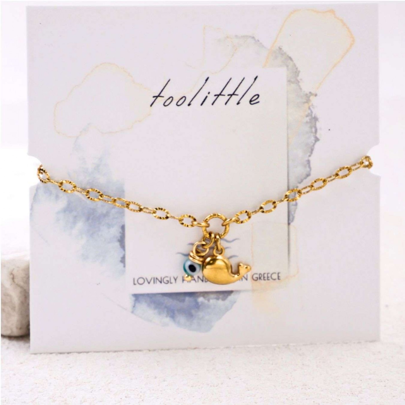 Stainless Steel Jewelry: Gold-plated Bracelet - Metal Whale & Evil Eye — Bracelets from Toolittle — additional view 3