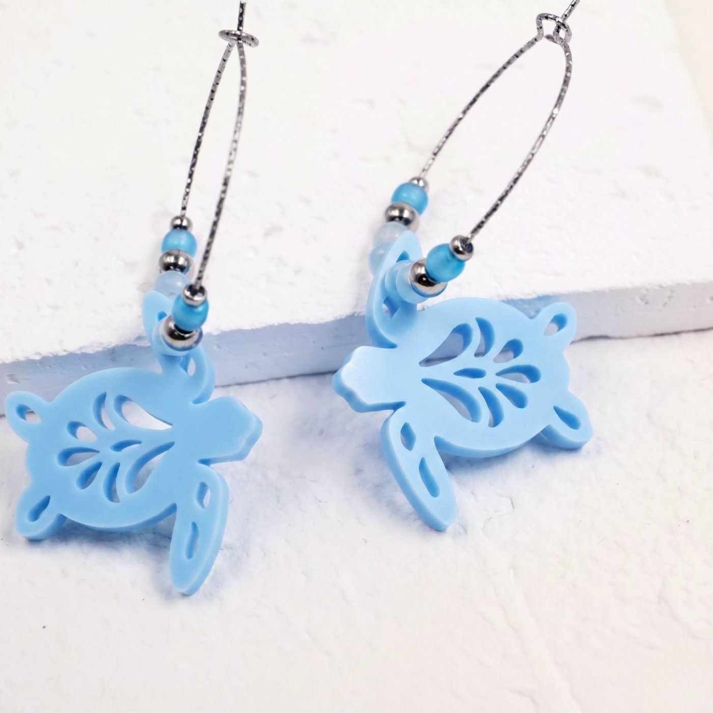 Hoop Earrings - Resin Sea Turtle — Earrings from Toolittle — additional view 2