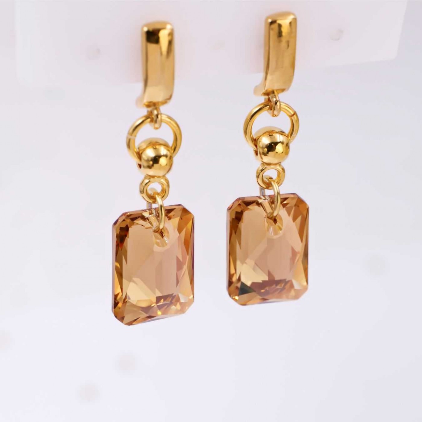 Crystal Collection: Gold-Plated Dangle Earrings — Earrings from Toolittle — additional view 4