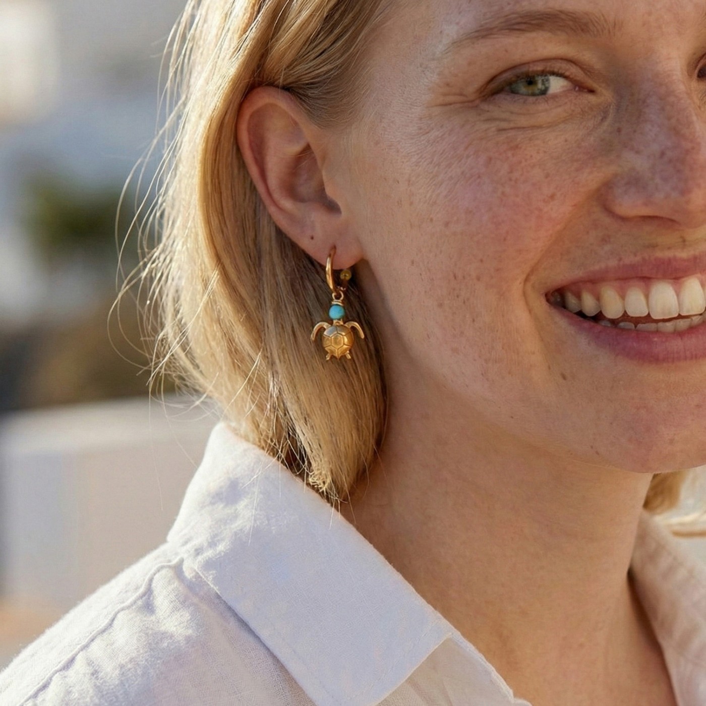 Stainless Steel Jewelry: Turtle Hoop Earrings — Earrings from Toolittle — additional view 2