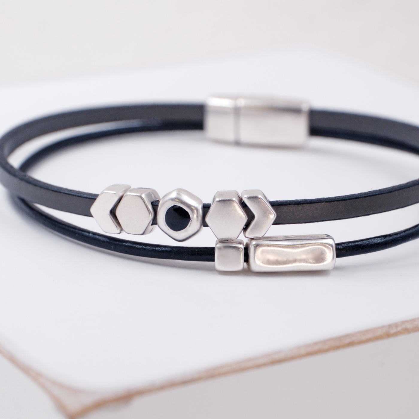 Grey Leather Men's Bracelet — Bracelets from Toolittle — additional view 3