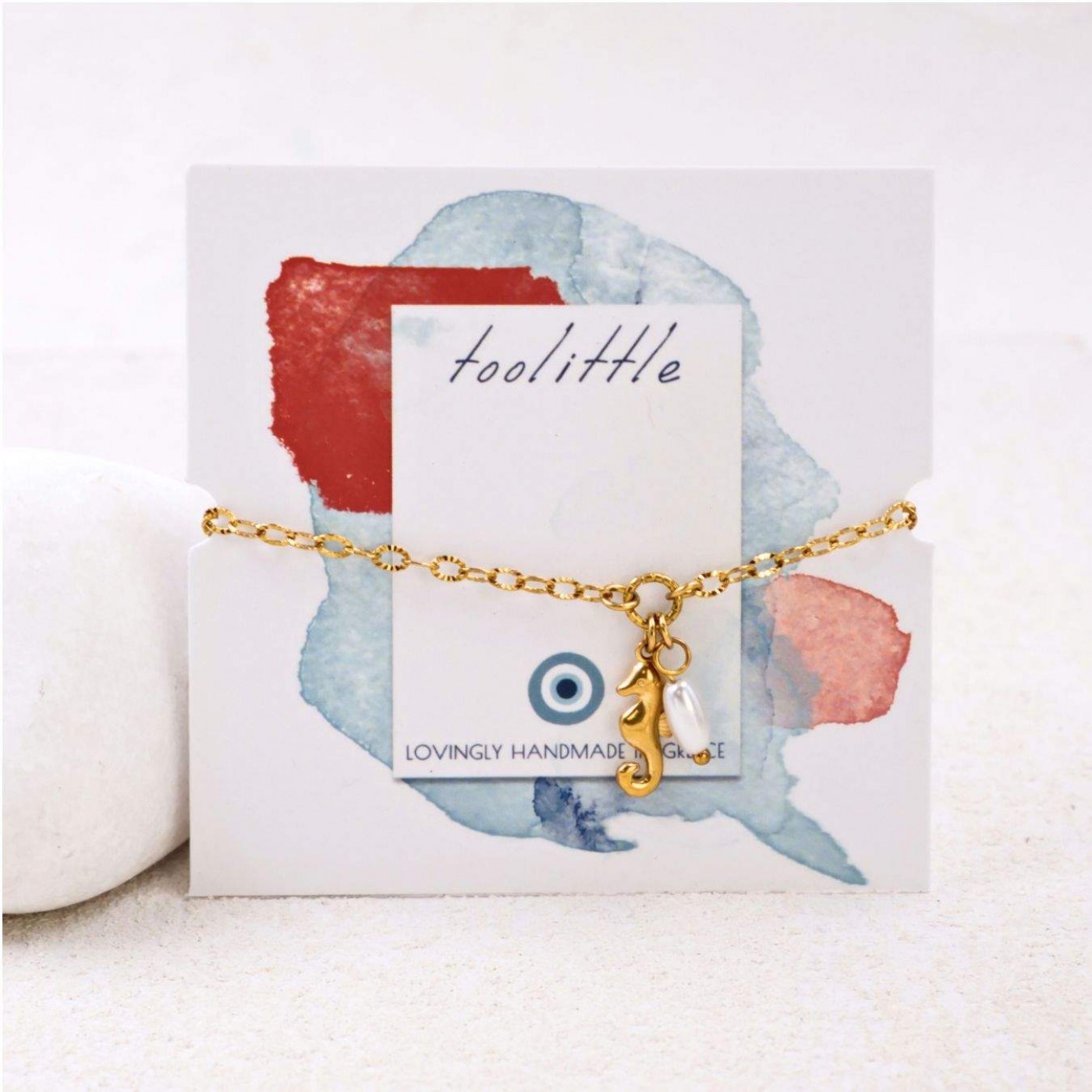 Stainless Steel Jewelry: Gold-plated Bracelet - Seahorse & Fresh Water Pearl — Bracelets from Toolittle — additional view 5