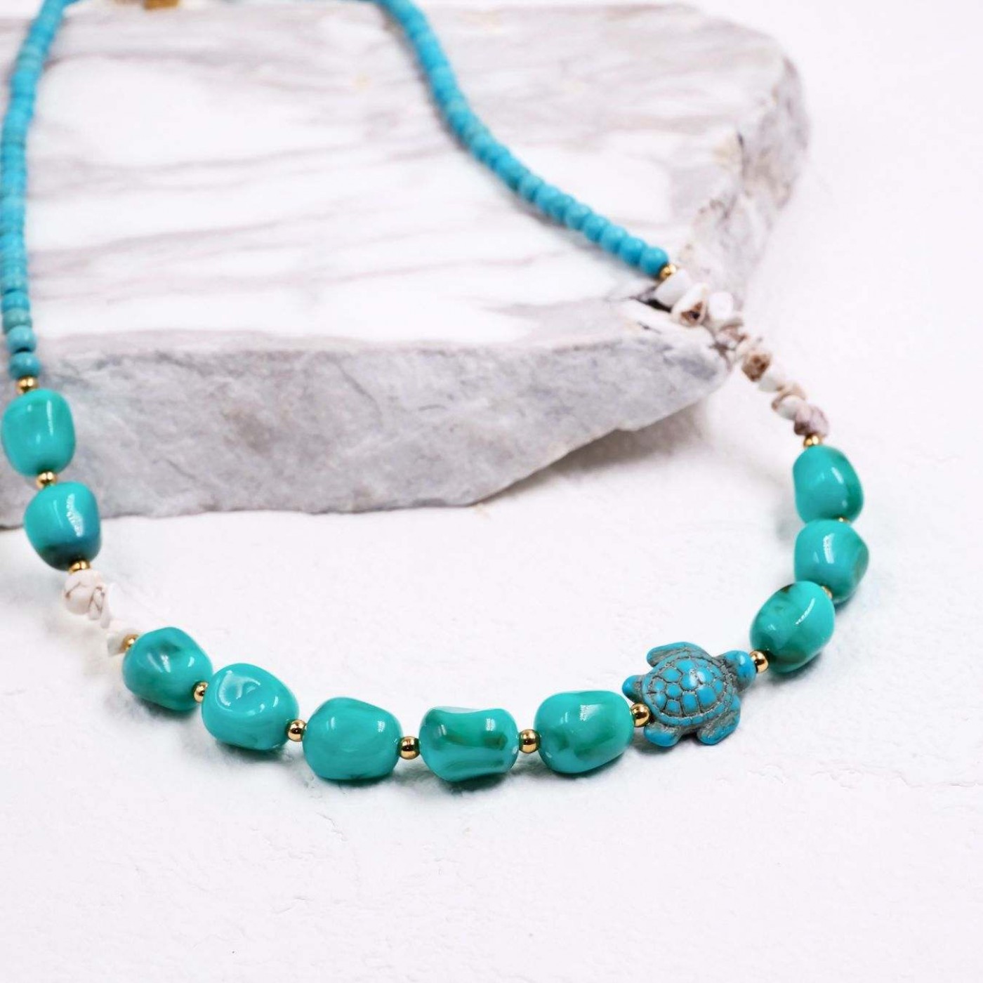 Stainless Steel: Semiprecious Stones & Sea Turtle Necklace — Necklaces from Toolittle — additional view 3