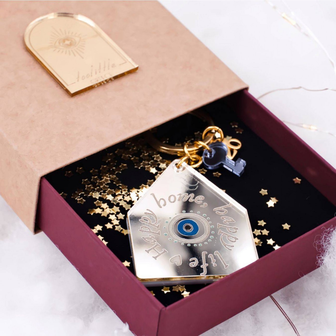 House Good Luck Keychain - "Happy Home, Happy Life"