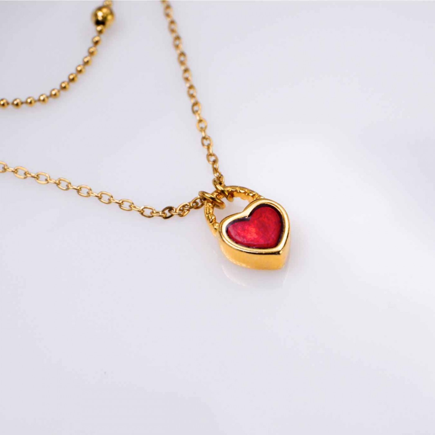 Handmade Layered Necklace - Enamelled Heart — Necklaces from Toolittle — additional view 2