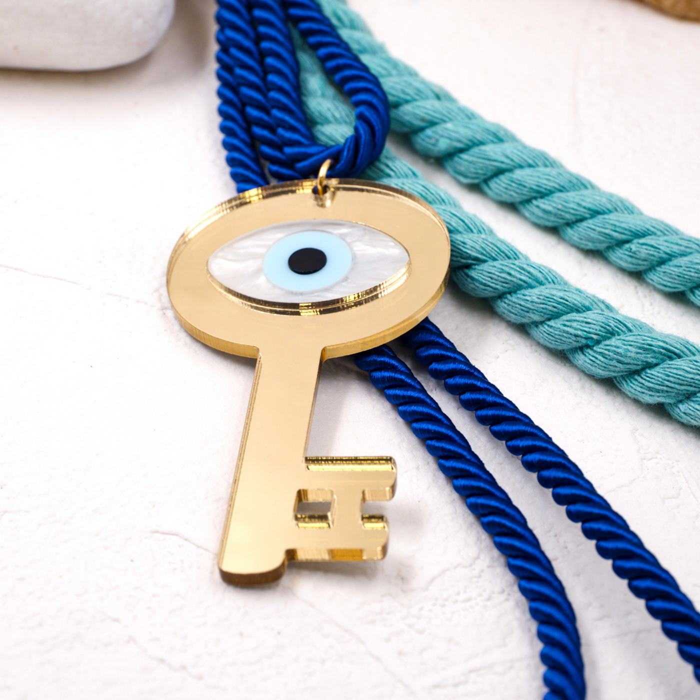 Aegean Collection Lucky Charm Key with Evil Eye — Pendants & charms from Toolittle — additional view 2
