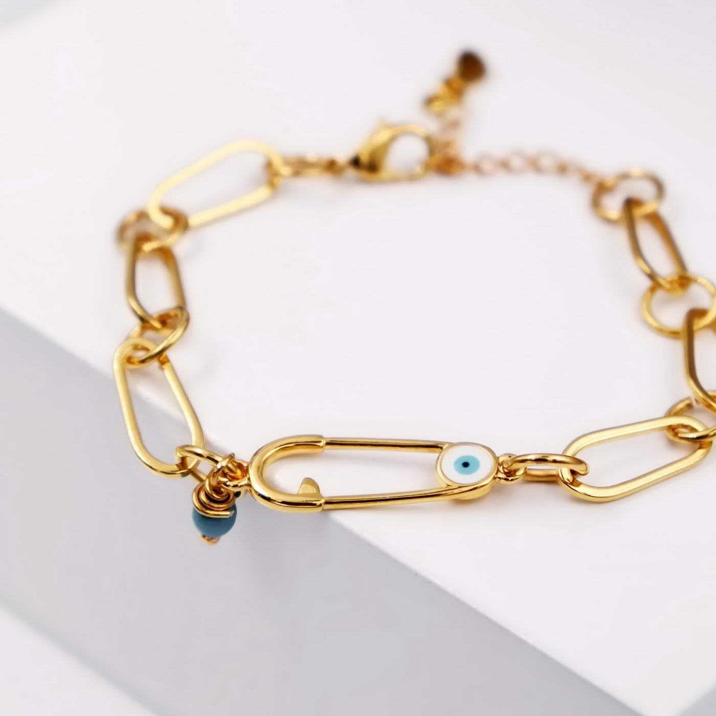 Chain bracelet with enamel evil eye — Bracelets from Toolittle — additional view 2