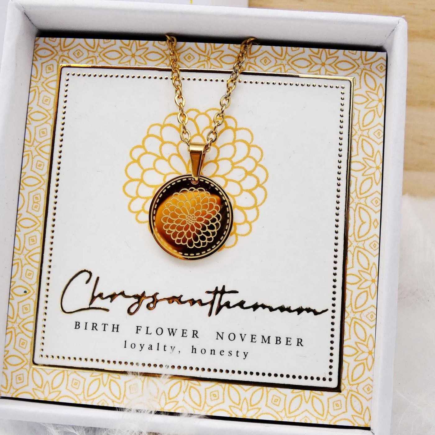 Birth Flower Necklace- Chrysanthemum for November — Necklaces from Toolittle — additional view 6