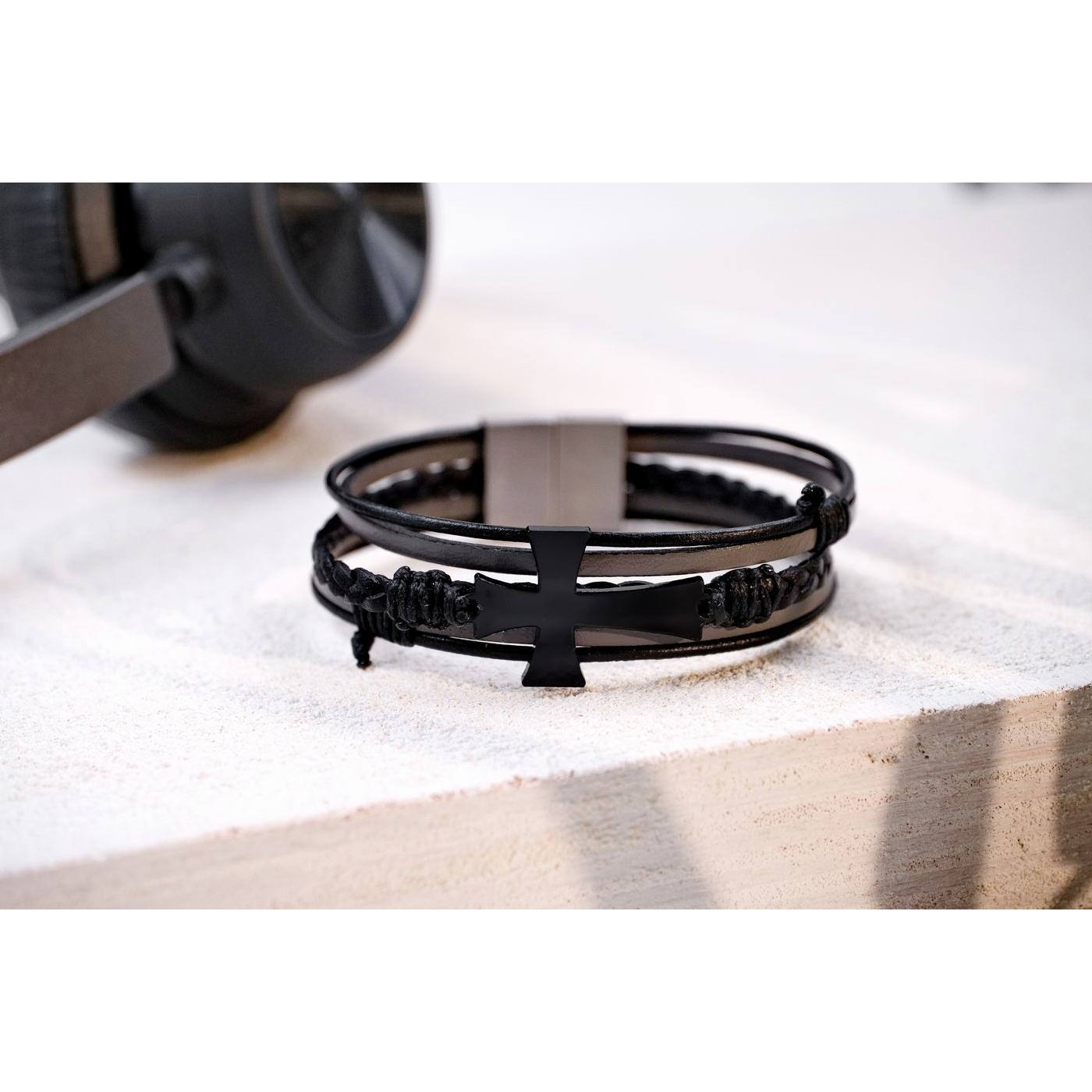 Cross Leather Men's Bracelet — Bracelets from Toolittle — additional view 4