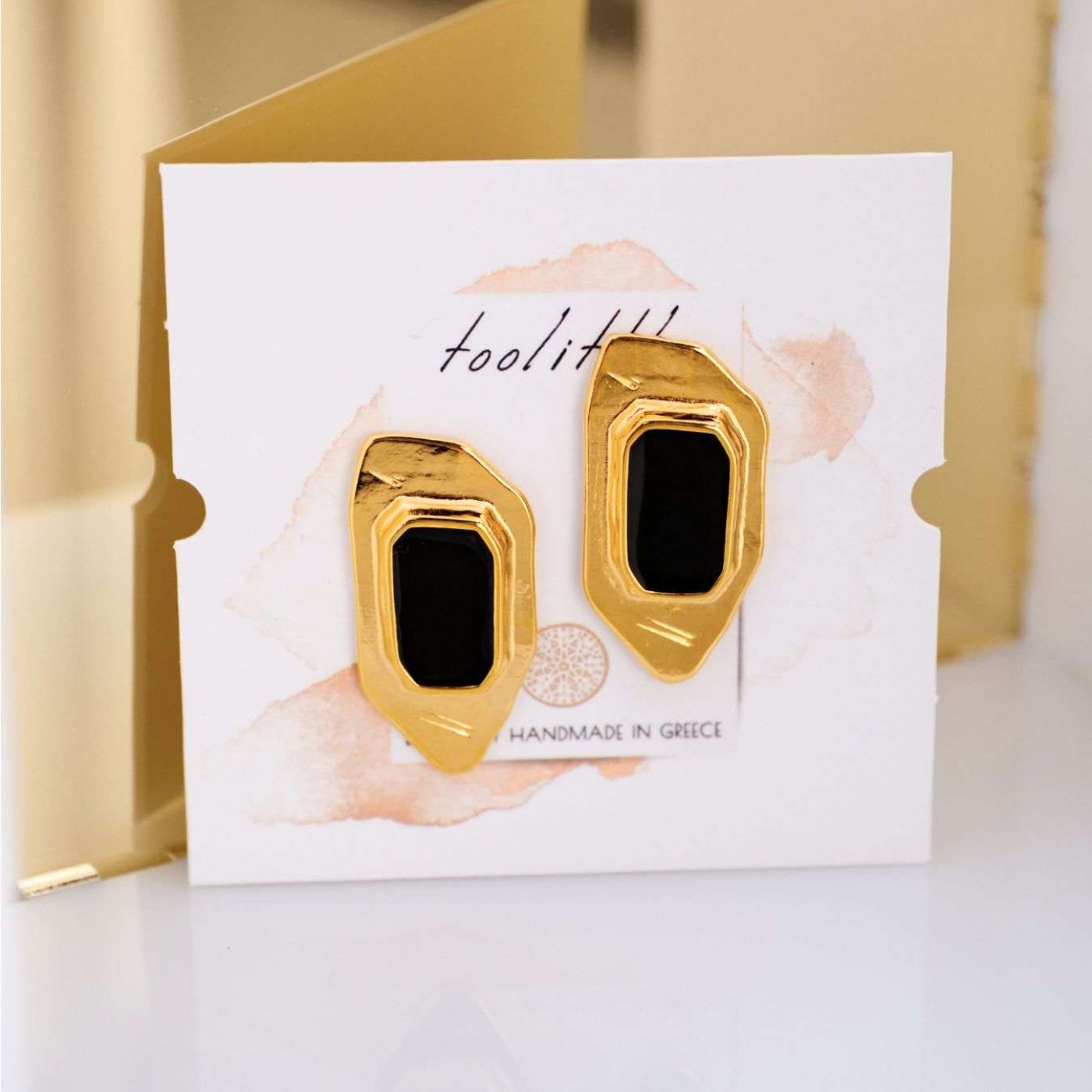 Gold-plated Earrings with Enamel — Earrings from Toolittle — additional view 3