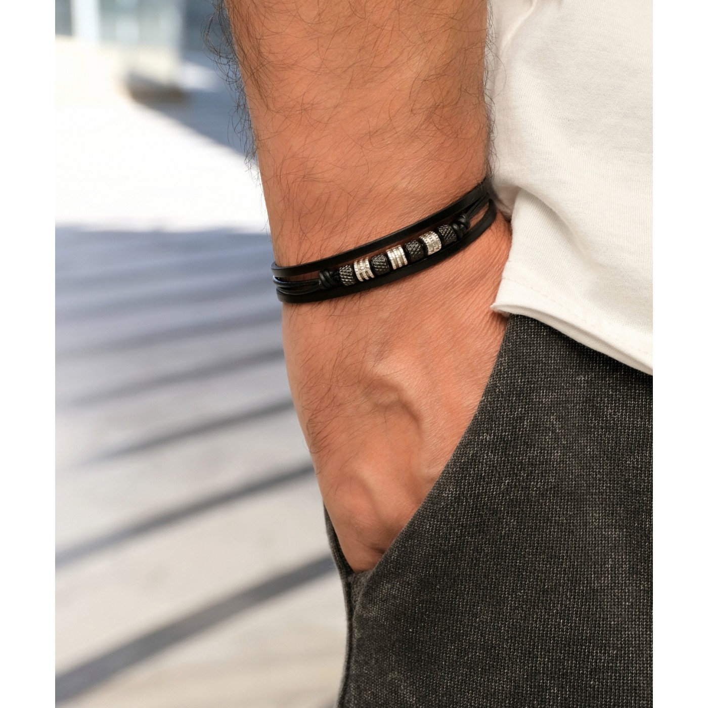 Men's Bracelet | Stainless Steel & Metal Beads — Bracelets from Toolittle — additional view 3