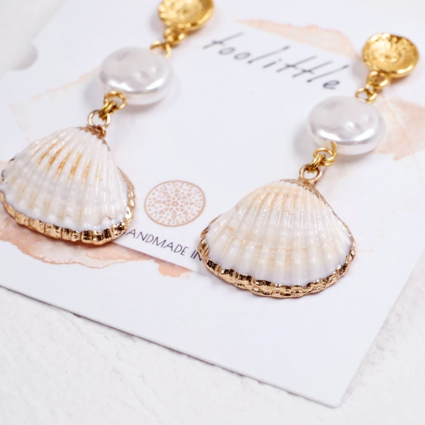Gold-plated Earrings | Pearls & Sea Shells — Earrings from Toolittle — additional view 2