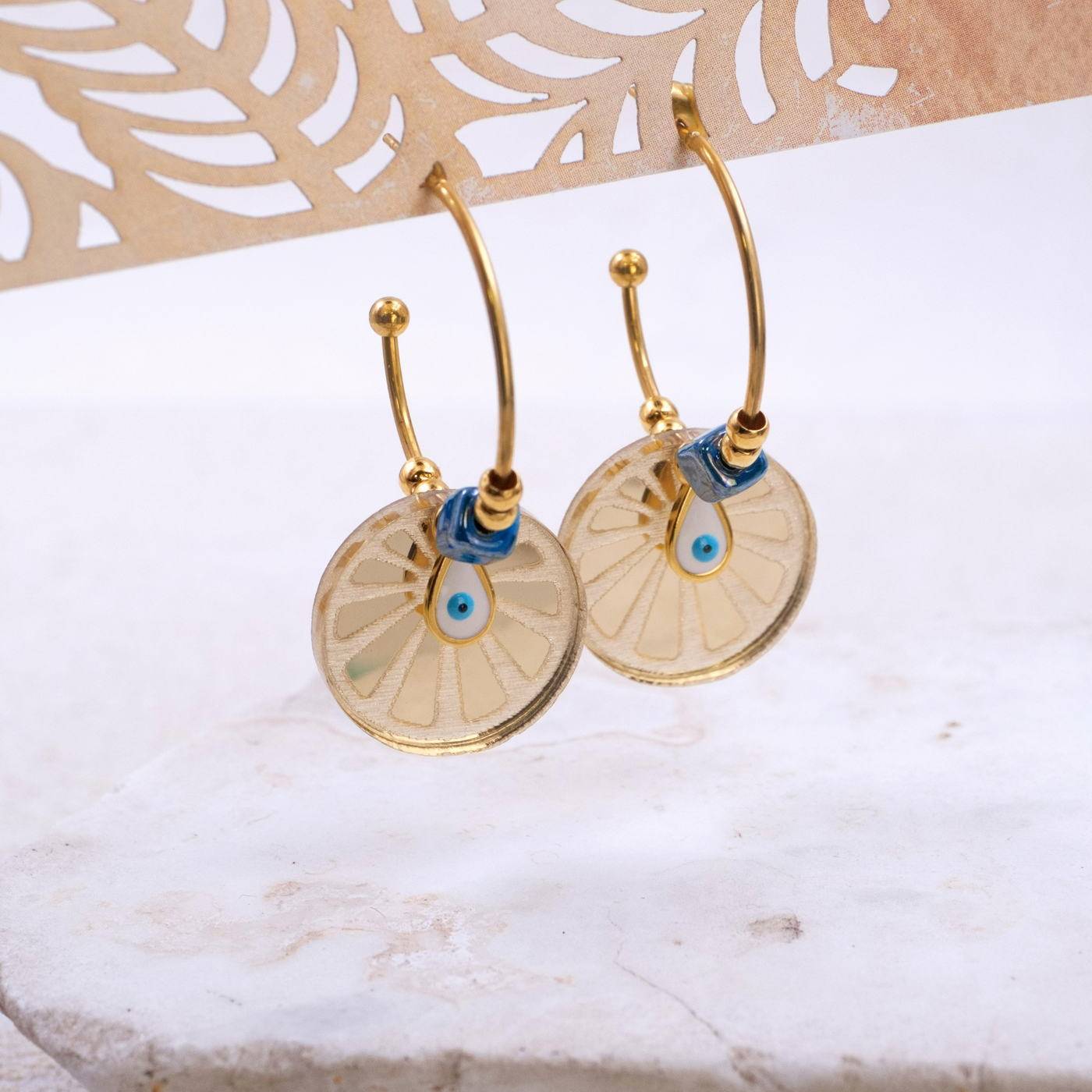 Hoop Earrings with Evil Eye — Earrings from Toolittle — additional view 3